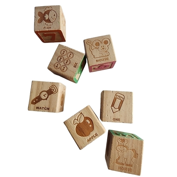 Number picture learning stacking wood blocks lot of 7 - Picture 7 of 7